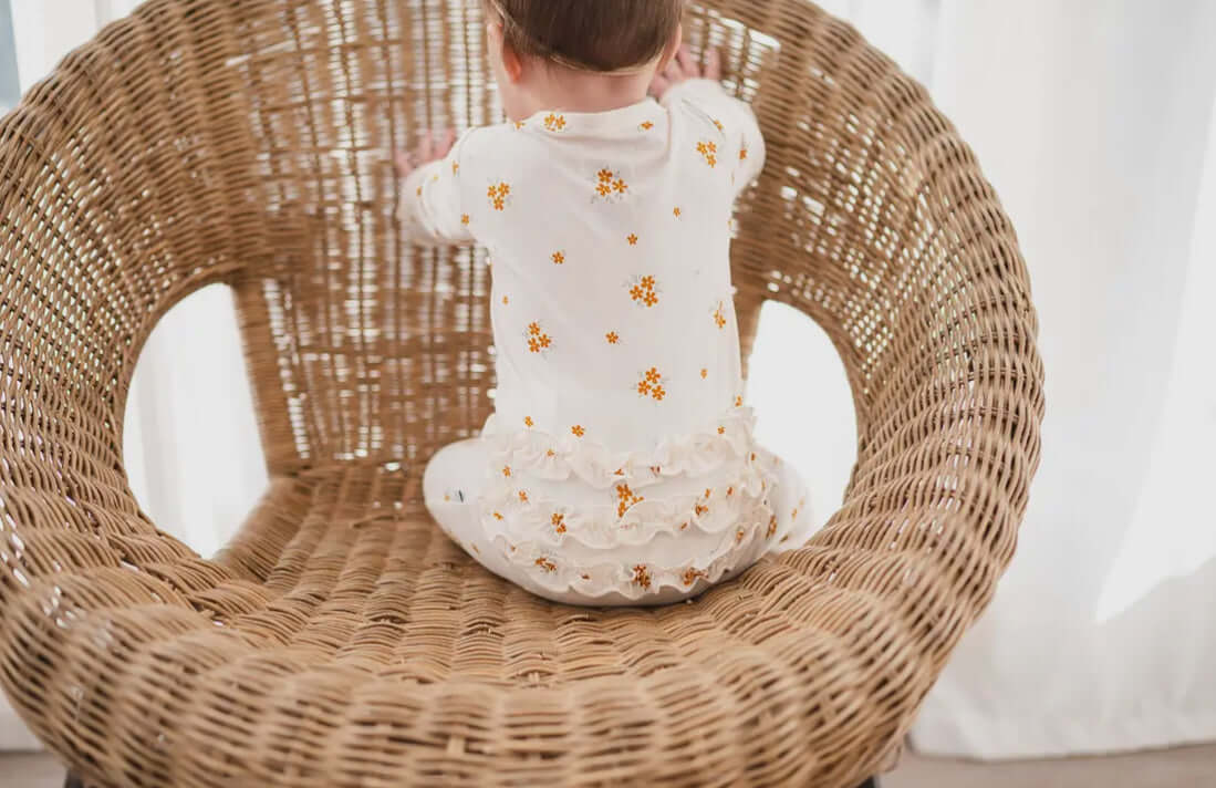 Baby Girl Bamboo Floral Sleeper with Ruffles