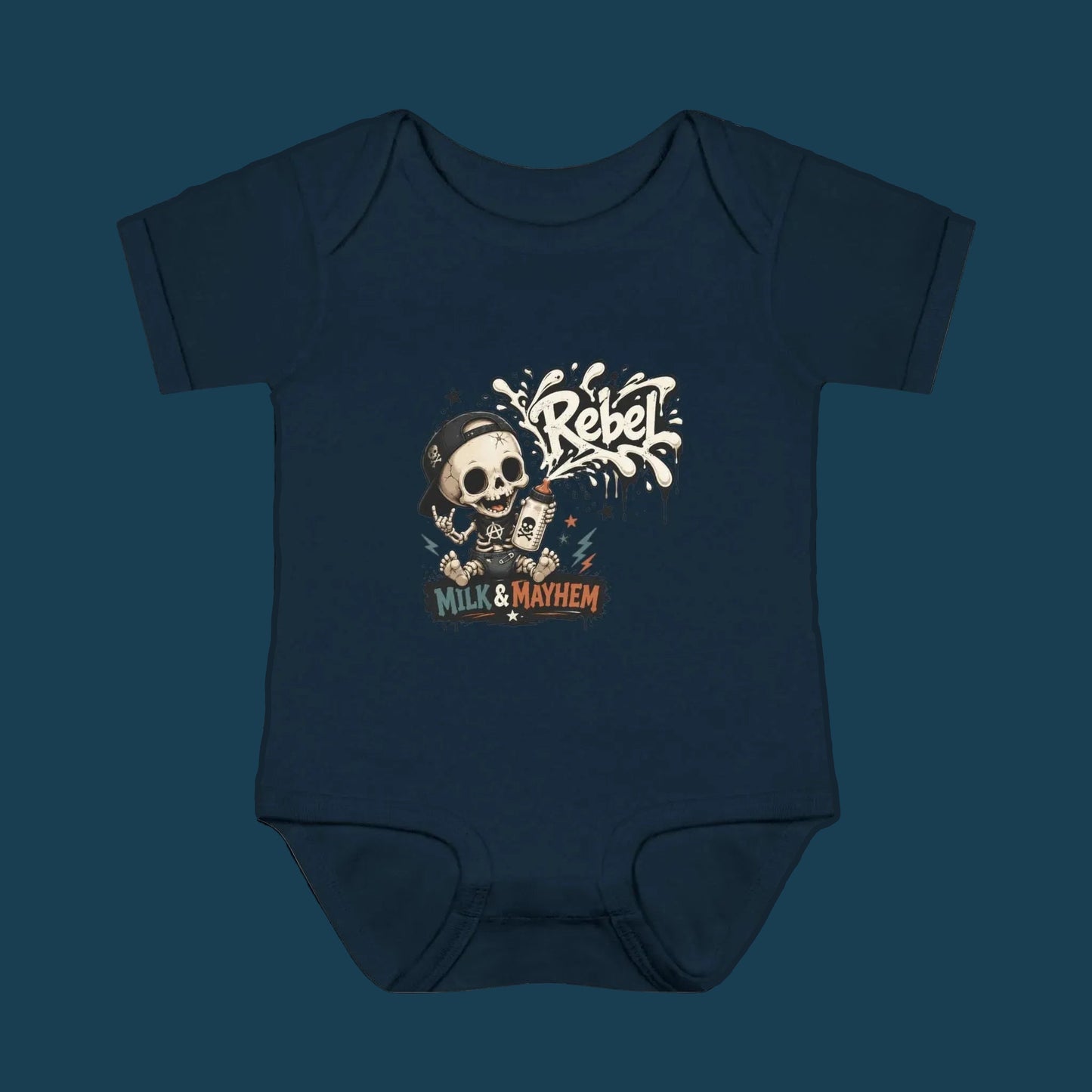 Rebel Milk & Mayhem Infant Bodysuit - Cute Skull Baby Onesie