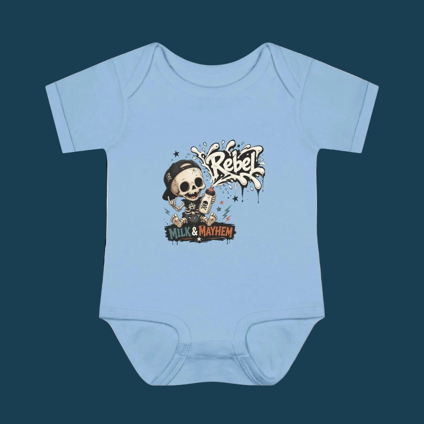 Rebel Milk & Mayhem Infant Bodysuit - Cute Skull Baby Onesie