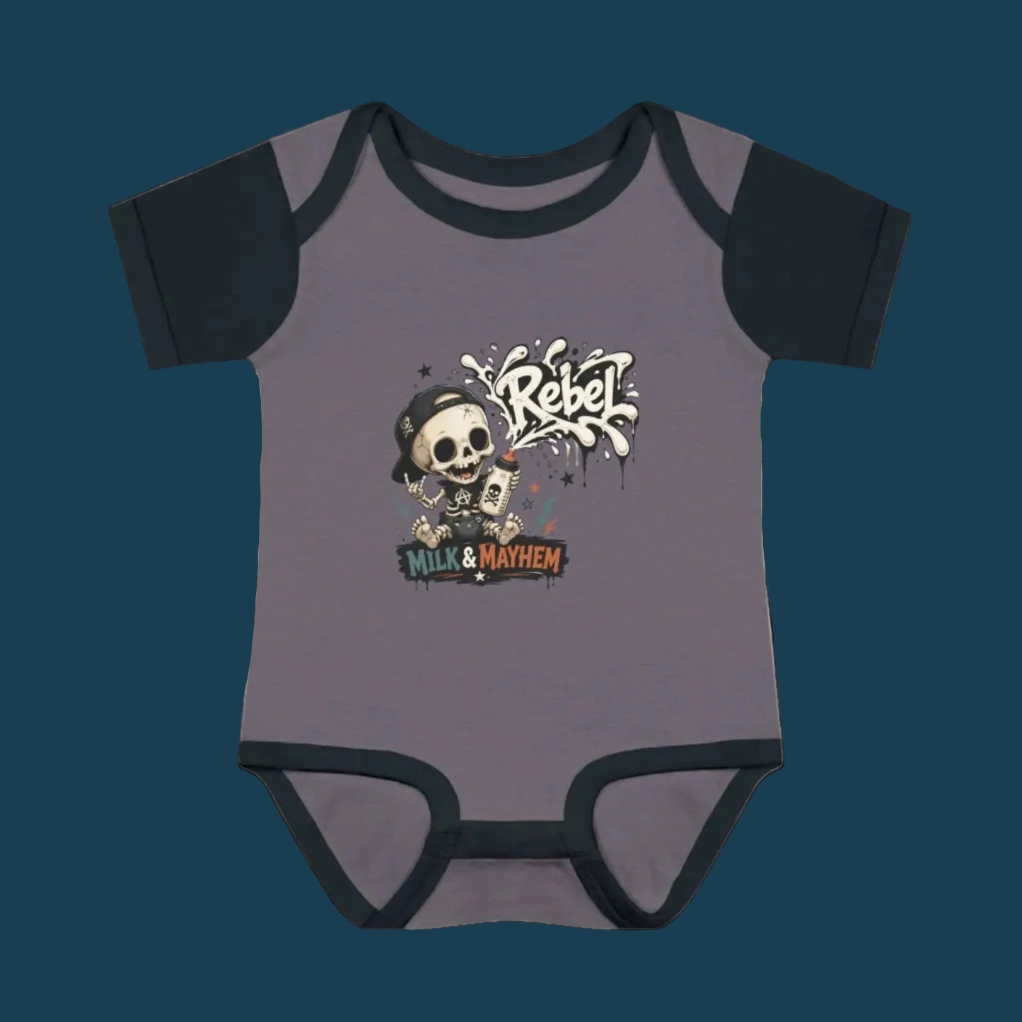 Rebel Milk & Mayhem Infant Bodysuit - Cute Skull Baby Onesie
