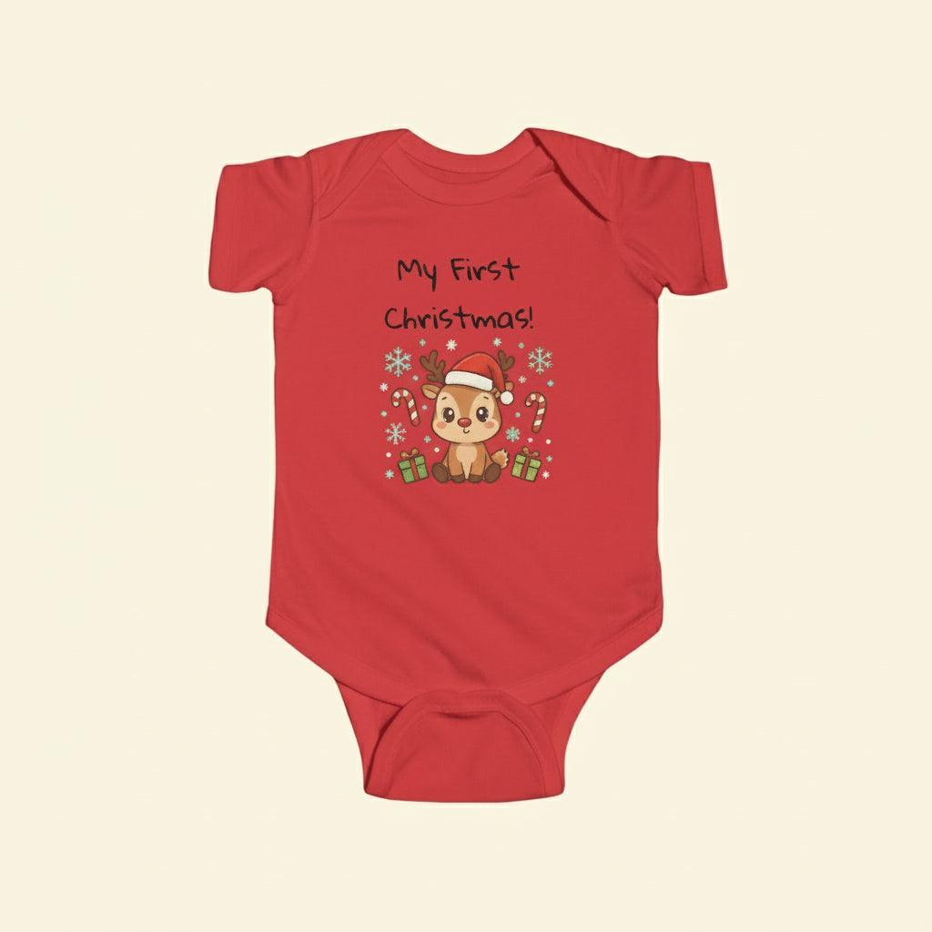 Infant Bodysuit - "My First Christmas" Reindeer Baby Onesie