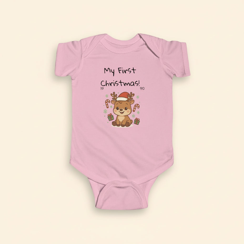 Infant Bodysuit - "My First Christmas" Reindeer Baby Onesie