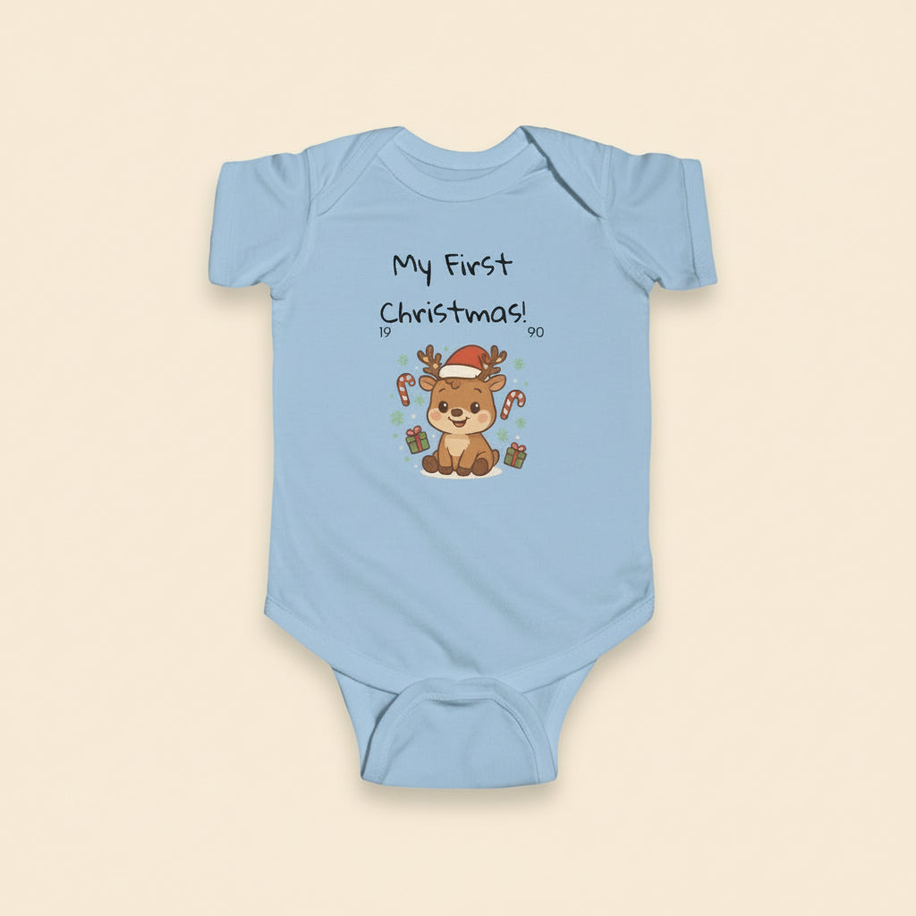 Infant Bodysuit - "My First Christmas" Reindeer Baby Onesie