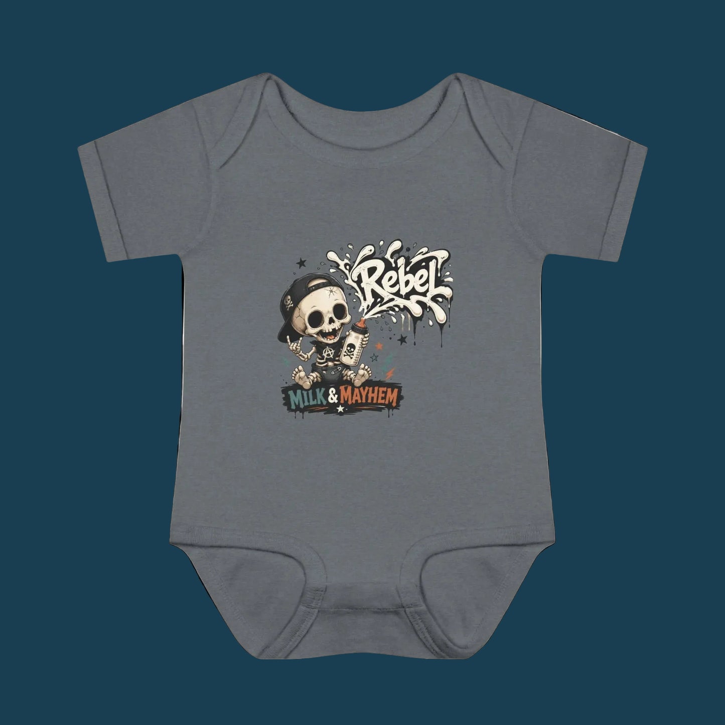 Rebel Milk & Mayhem Infant Bodysuit - Cute Skull Baby Onesie