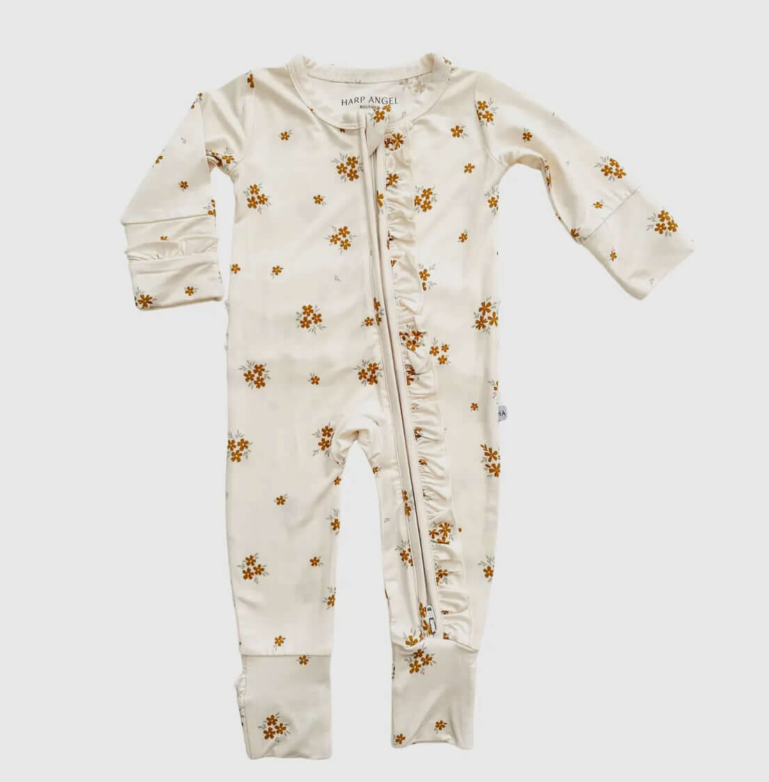 Baby Girl Bamboo Floral Sleeper with Ruffles