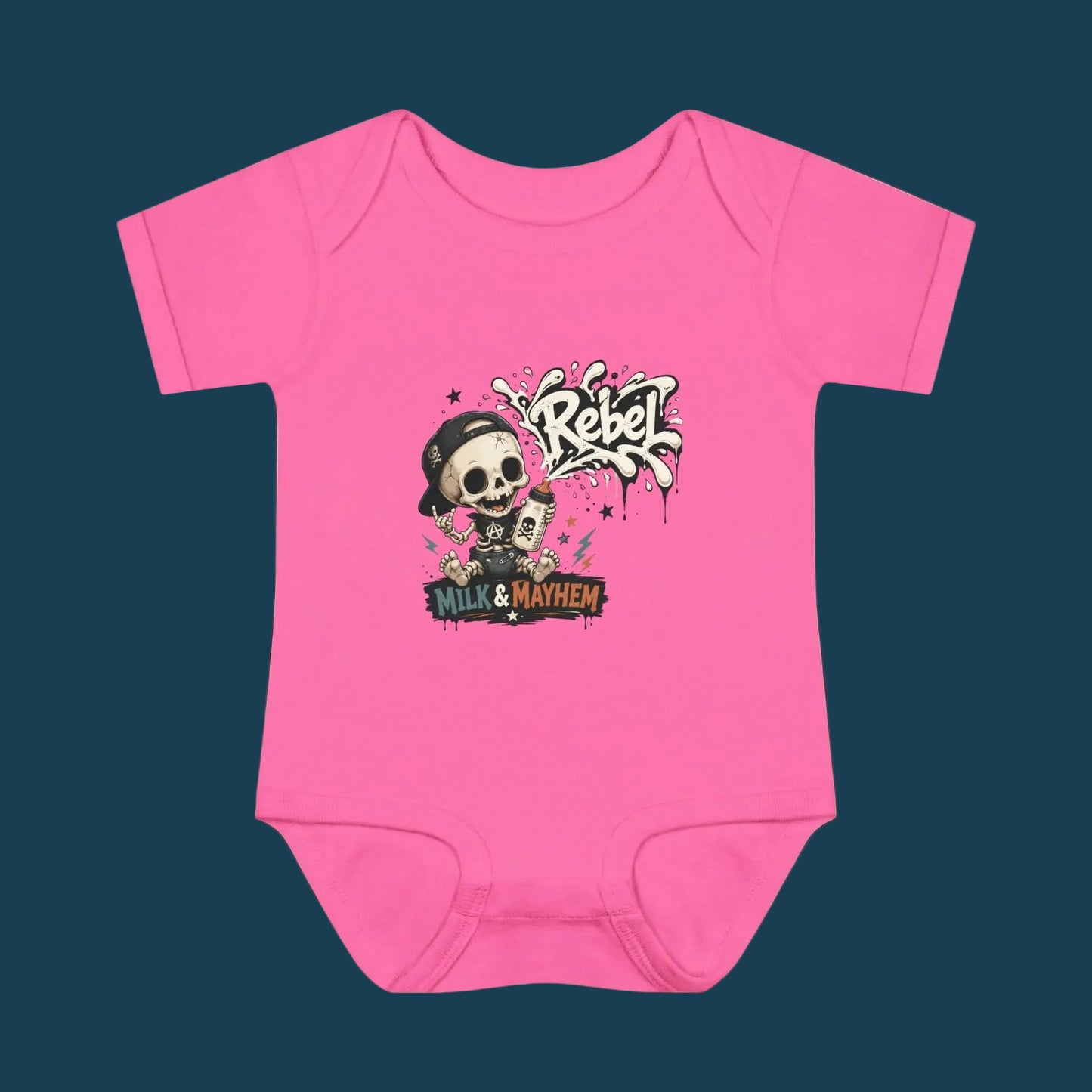Rebel Milk & Mayhem Infant Bodysuit - Cute Skull Baby Onesie