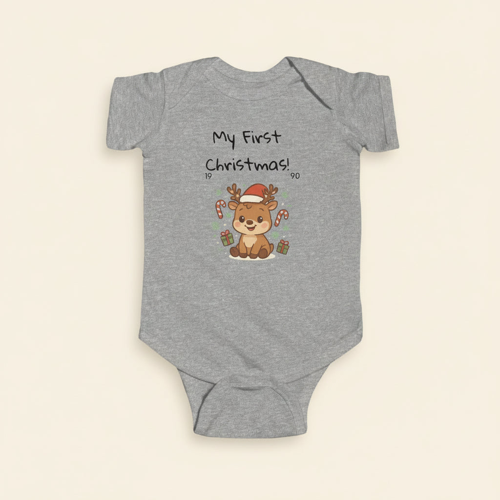 Infant Bodysuit - "My First Christmas" Reindeer Baby Onesie