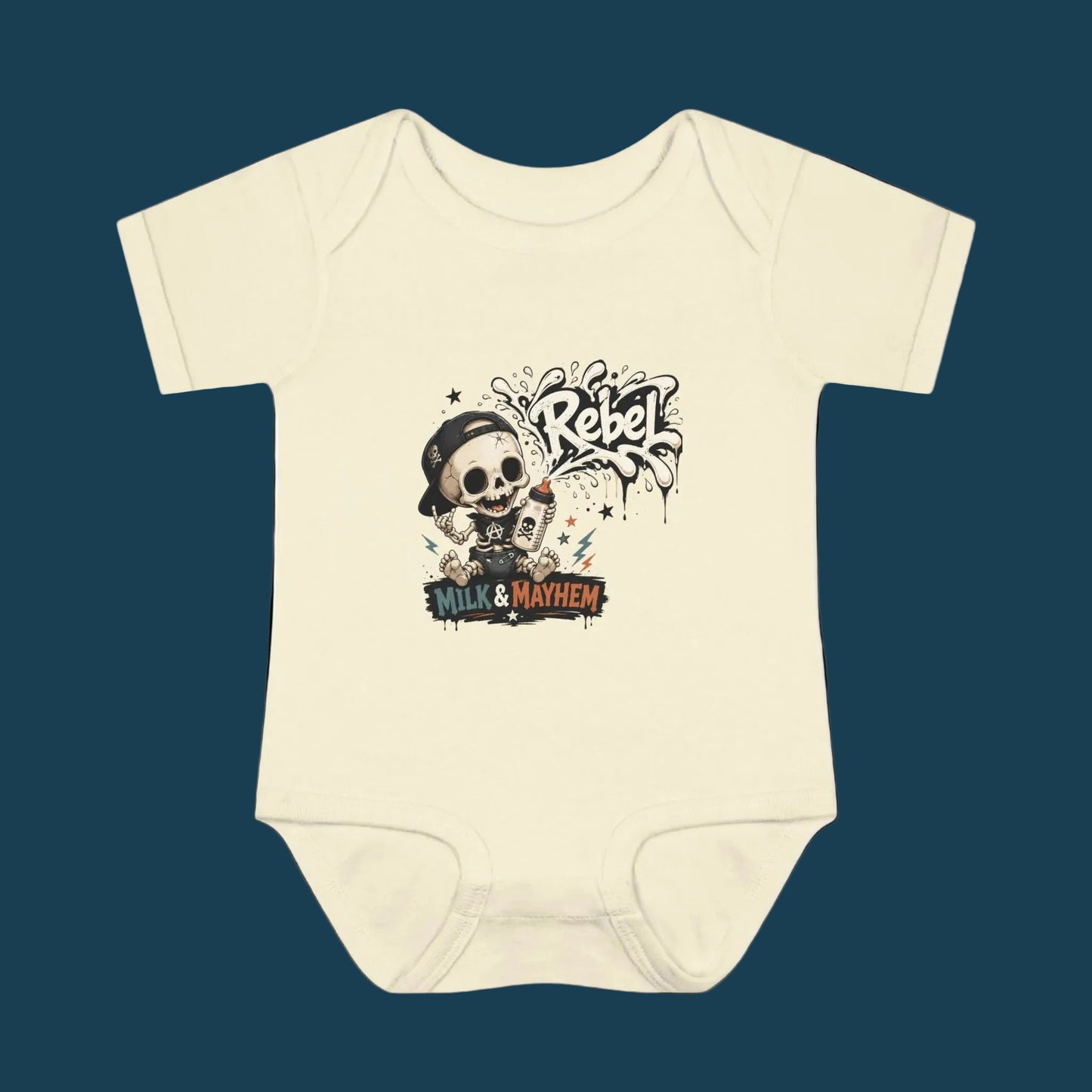 Rebel Milk & Mayhem Infant Bodysuit - Cute Skull Baby Onesie