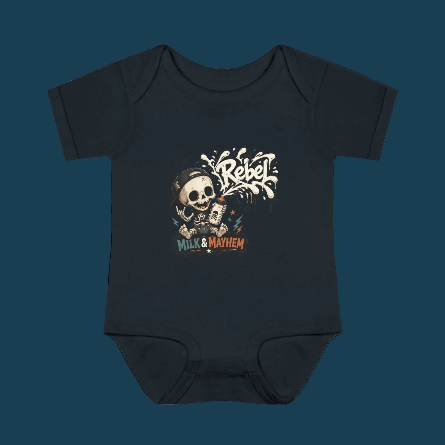 Rebel Milk & Mayhem Infant Bodysuit - Cute Skull Baby Onesie
