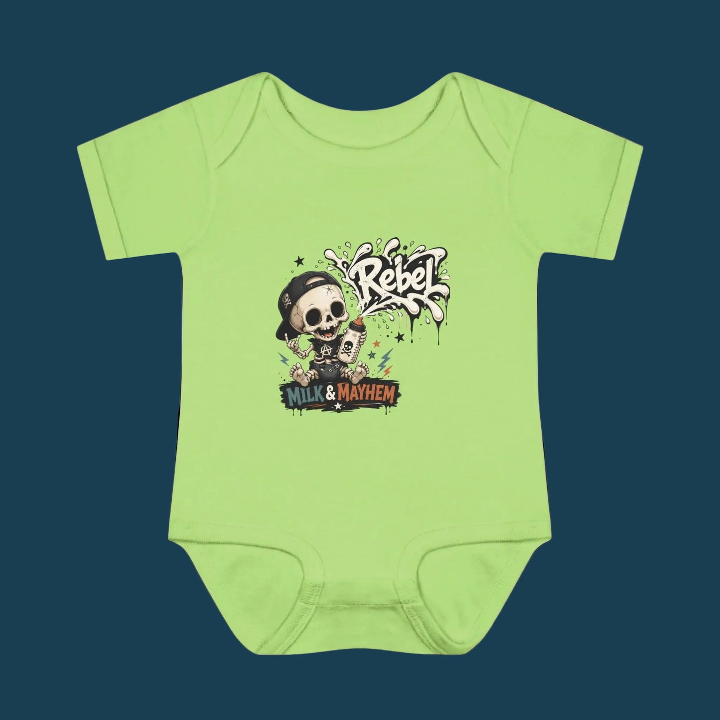 Rebel Milk & Mayhem Infant Bodysuit - Cute Skull Baby Onesie