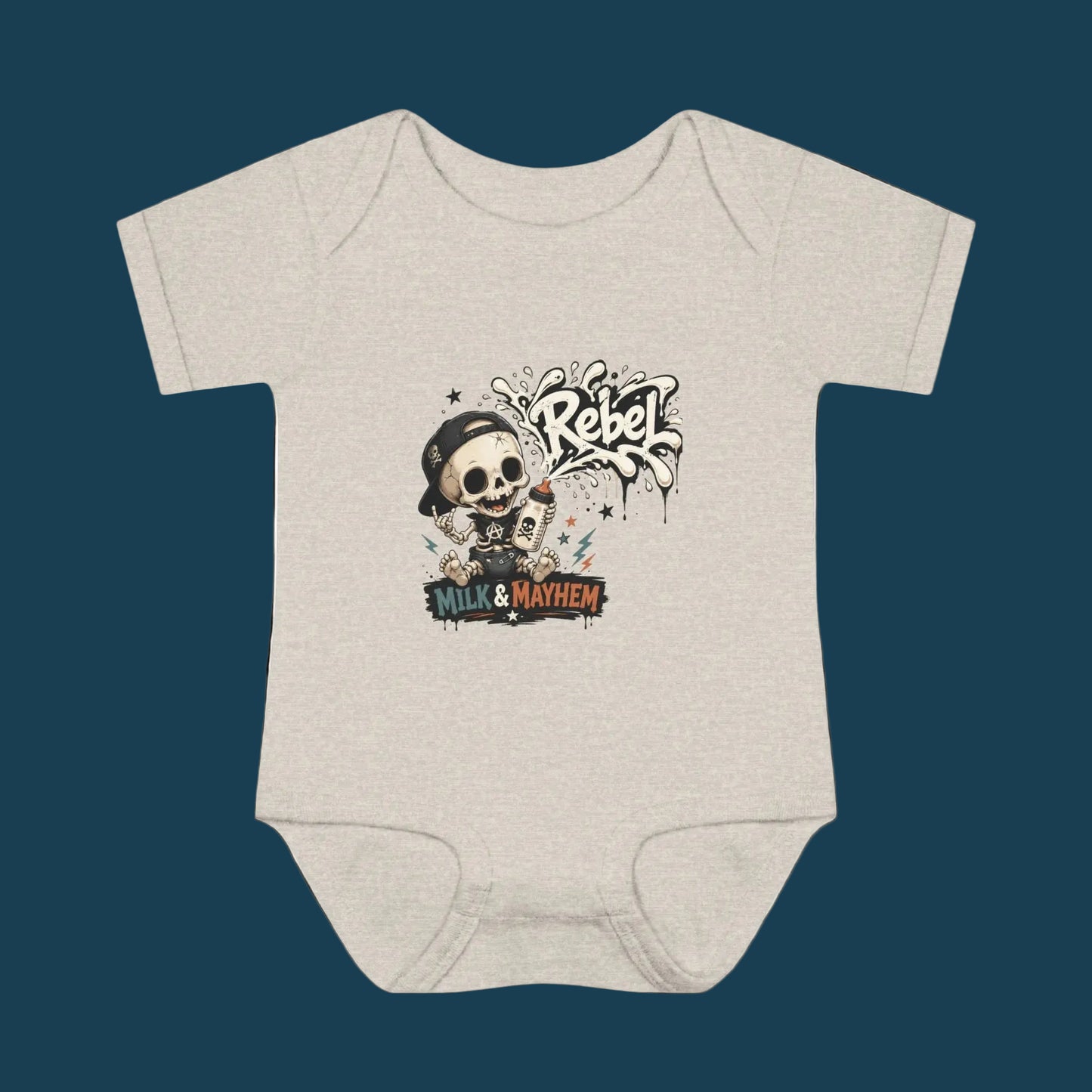 Rebel Milk & Mayhem Infant Bodysuit - Cute Skull Baby Onesie