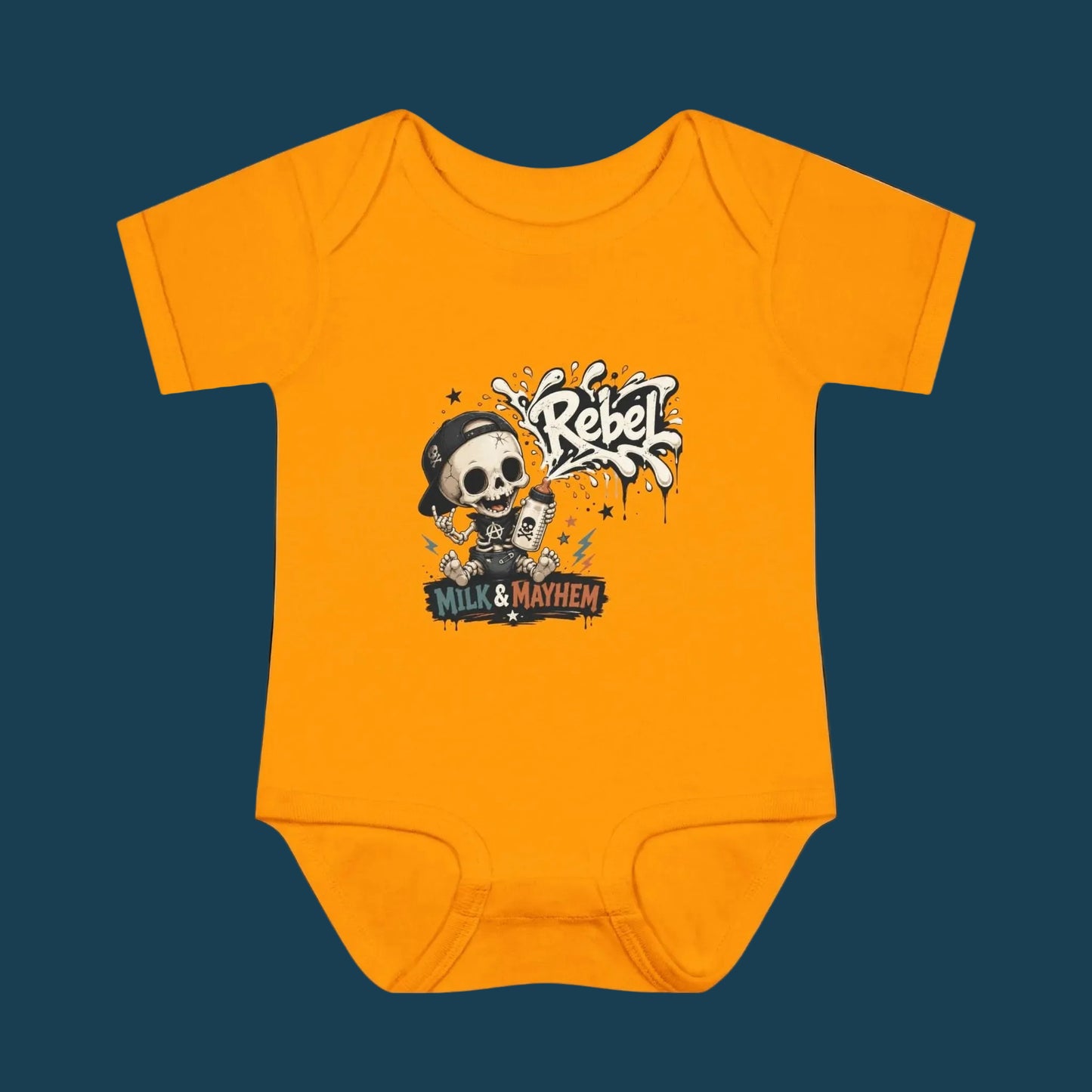 Rebel Milk & Mayhem Infant Bodysuit - Cute Skull Baby Onesie