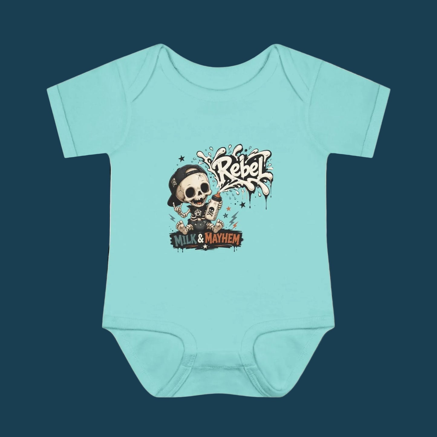Rebel Milk & Mayhem Infant Bodysuit - Cute Skull Baby Onesie