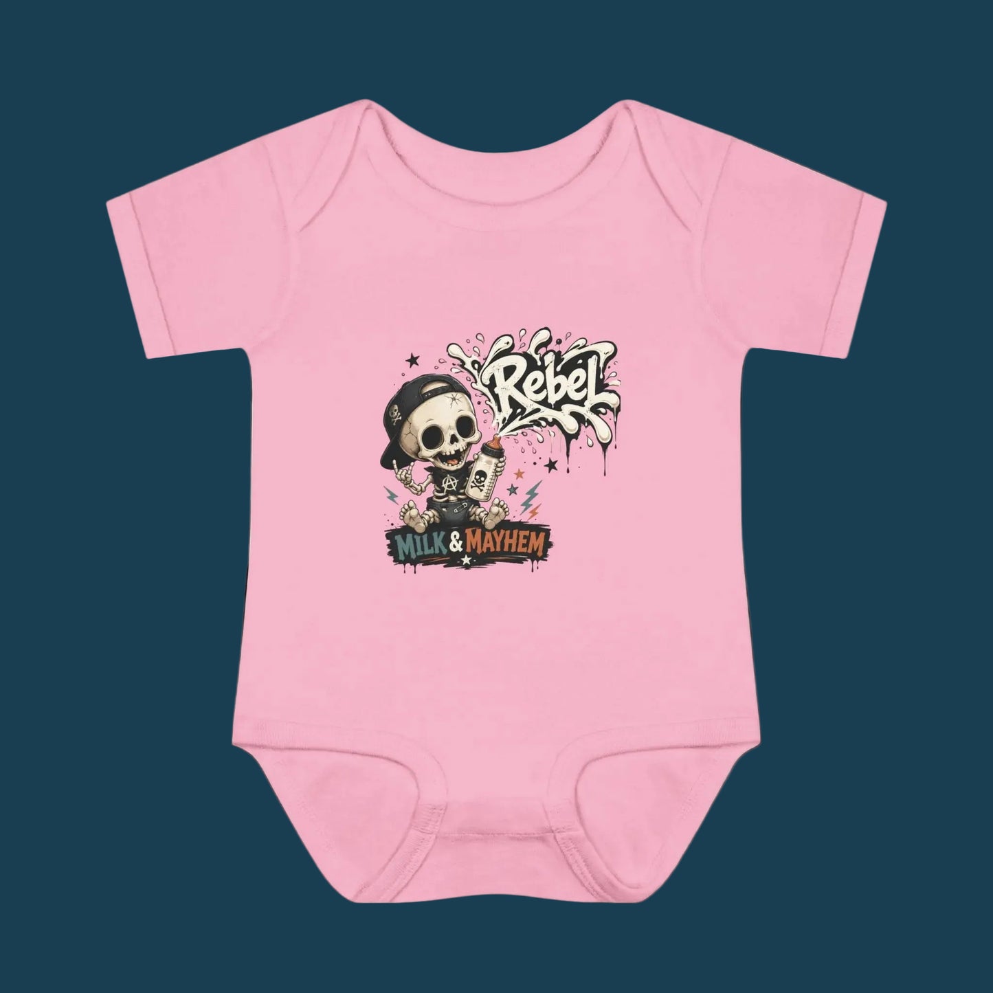 Rebel Milk & Mayhem Infant Bodysuit - Cute Skull Baby Onesie