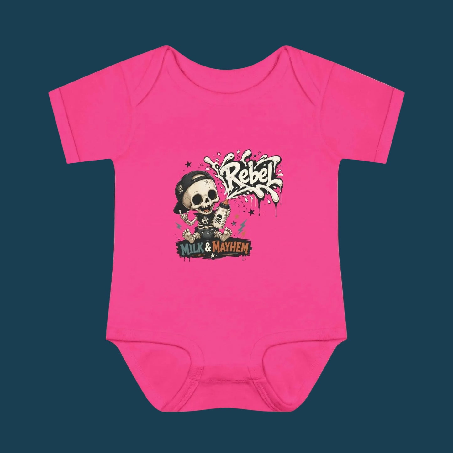 Rebel Milk & Mayhem Infant Bodysuit - Cute Skull Baby Onesie