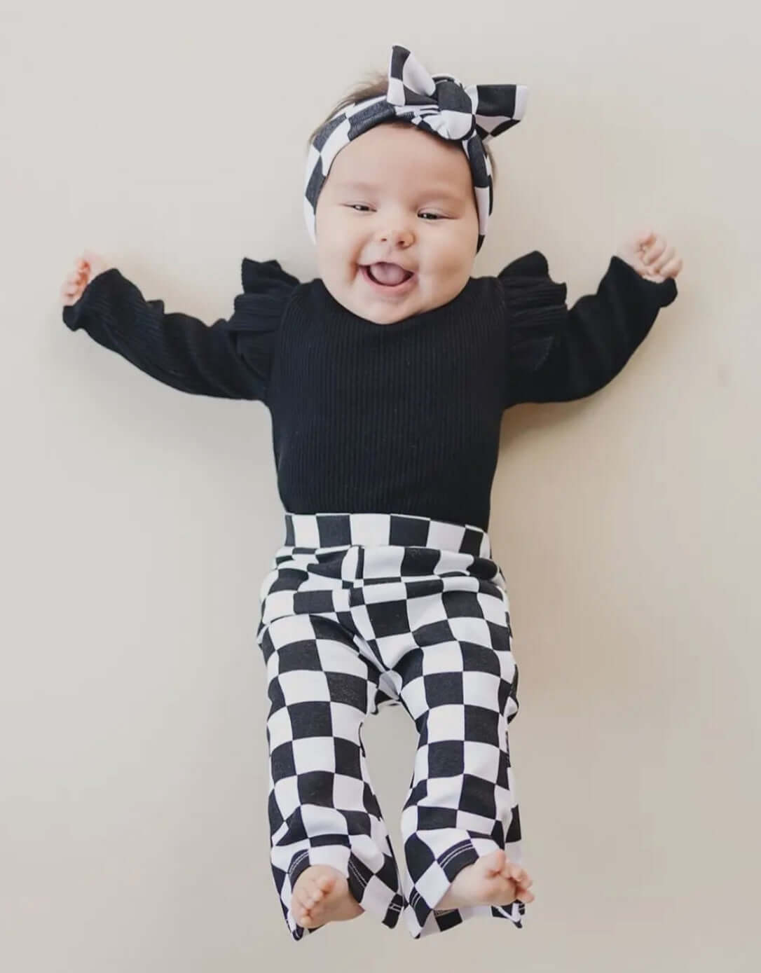 Baby and Toddler Girl Black or Pink Checkered Headband