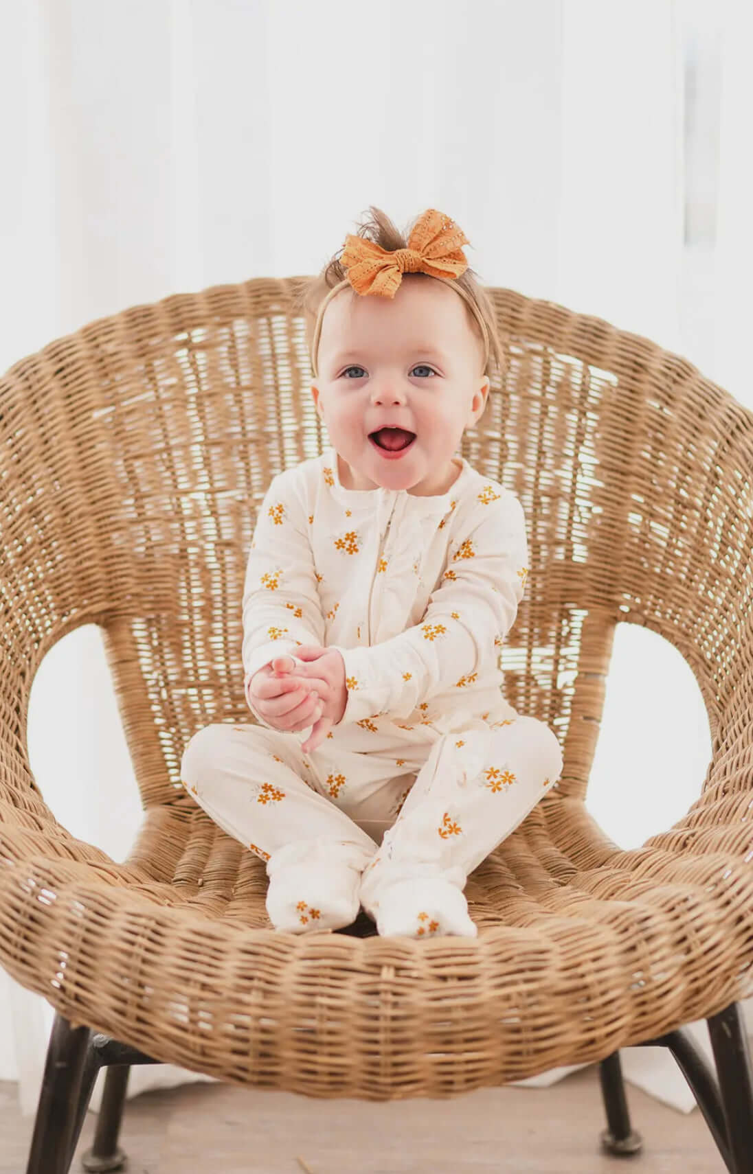 Baby Girl Bamboo Floral Sleeper with Ruffles