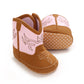 Western Cowboy Princess Baby Boots 0-18M Infant Pre-Walker Shoes Soft Sole Embroidered Footwear for Newborn Girls