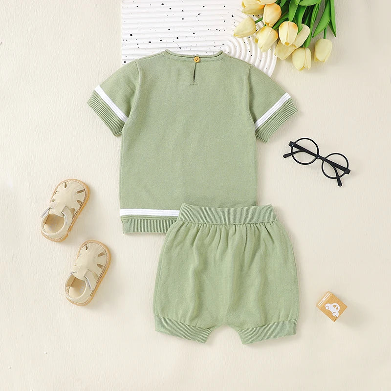 Baby Cotton Knit Top & Shorts Set, Soft and Breathable