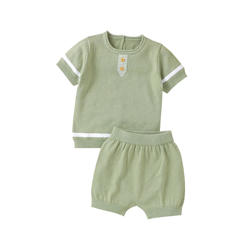 Baby Cotton Knit Top & Shorts Set, Soft and Breathable