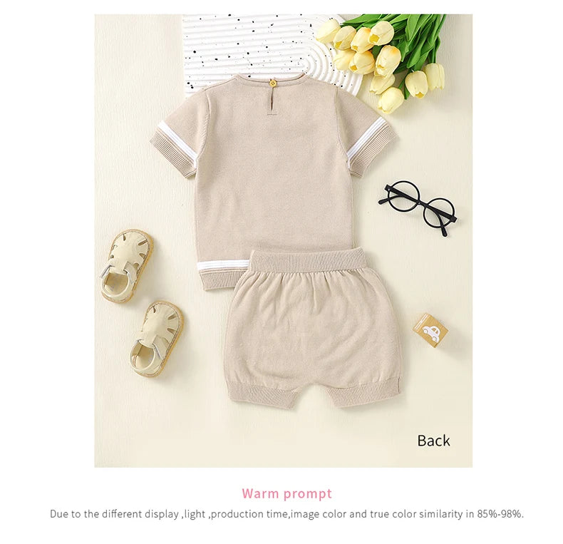 Baby Cotton Knit Top & Shorts Set, Soft and Breathable