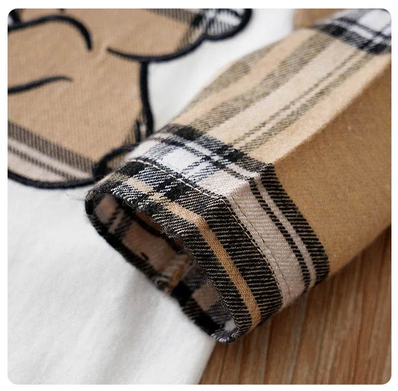 Newborn Baby Clothes 0-12 Months Khaki bear print Cotton Long Sleeve Footies Toddler Boy Clothes Kids Jumpsuit Pyjama Bebe