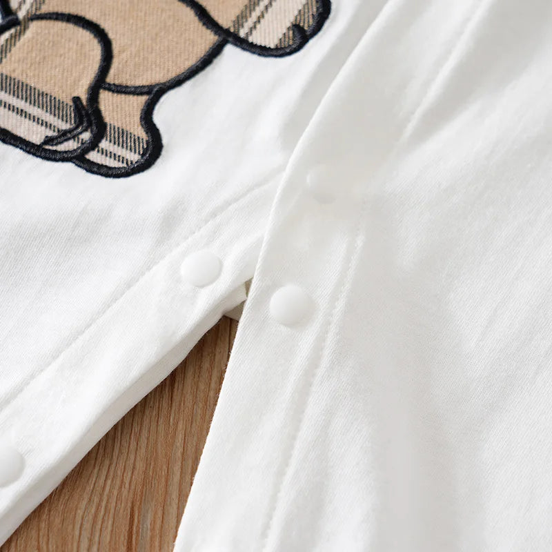 Newborn Baby Clothes 0-12 Months Khaki bear print Cotton Long Sleeve Footies Toddler Boy Clothes Kids Jumpsuit Pyjama Bebe