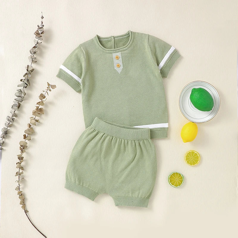 Baby Cotton Knit Top & Shorts Set, Soft and Breathable