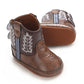 Western Cowboy Princess Baby Boots 0-18M Infant Pre-Walker Shoes Soft Sole Embroidered Footwear for Newborn Girls
