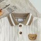 Summer Baby Boy Short-Sleeved Top + Shorts Two-Piece Set, Suitable for Casual Outings and Play, the Cartoon Bear Shows Off the Baby's Cuteness