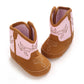 Western Cowboy Princess Baby Boots 0-18M Infant Pre-Walker Shoes Soft Sole Embroidered Footwear for Newborn Girls