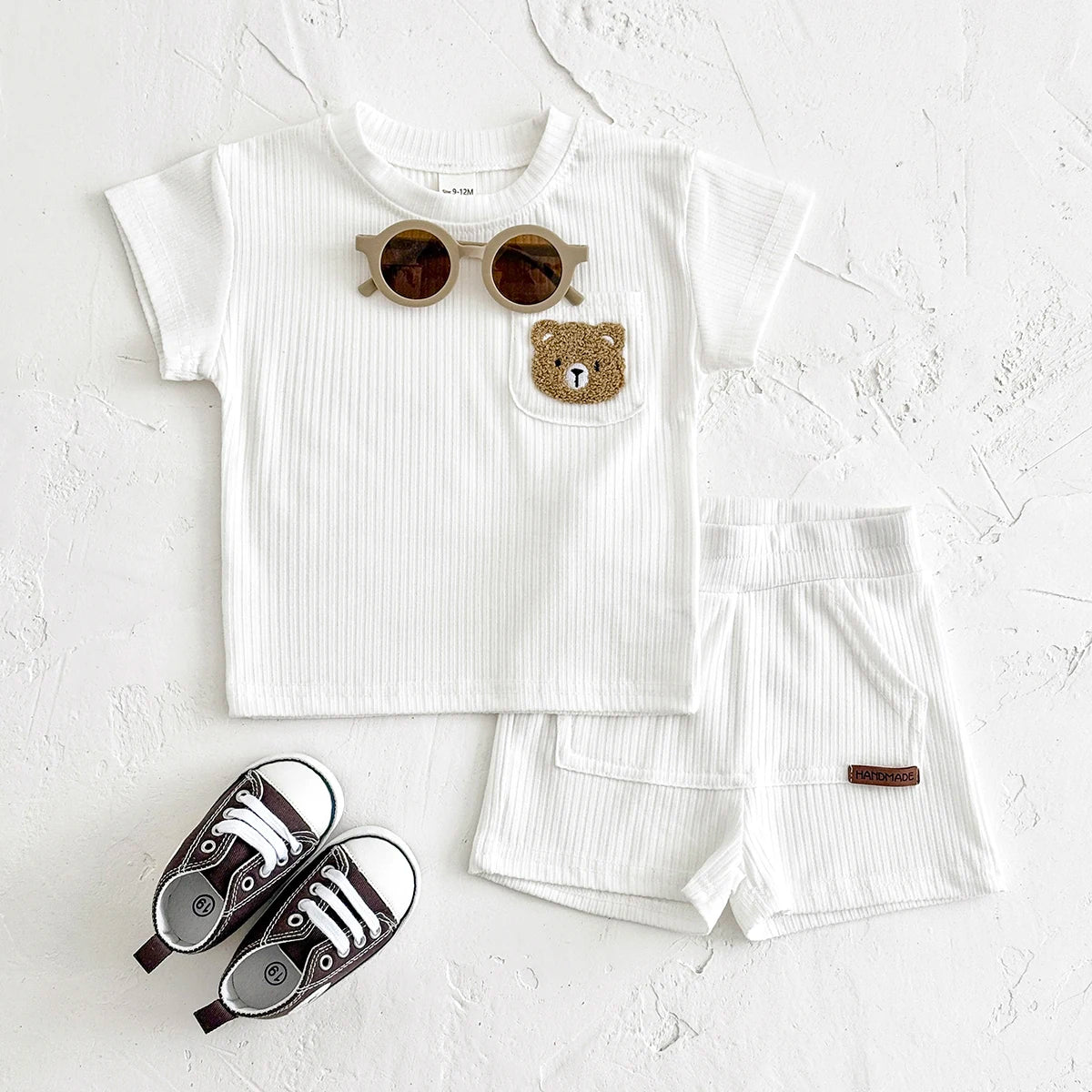Baby 2Pcs Children Clothes Embroidered Little Bear T-Shirts+Loose Shorts Boys Girls Infant Sets Toddler Clothes Summer Clothes
