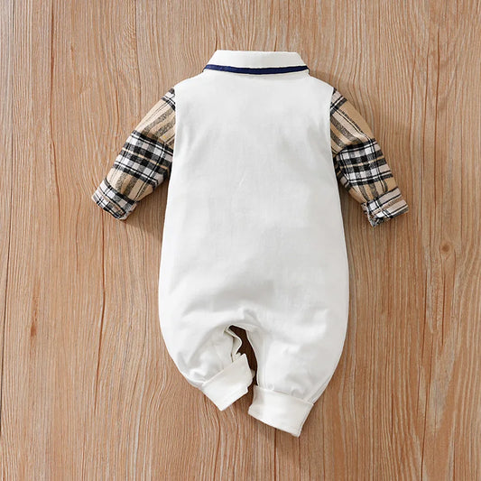 Newborn Baby Clothes 0-12 Months Khaki bear print Cotton Long Sleeve Footies Toddler Boy Clothes Kids Jumpsuit Pyjama Bebe