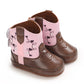 Western Cowboy Princess Baby Boots 0-18M Infant Pre-Walker Shoes Soft Sole Embroidered Footwear for Newborn Girls