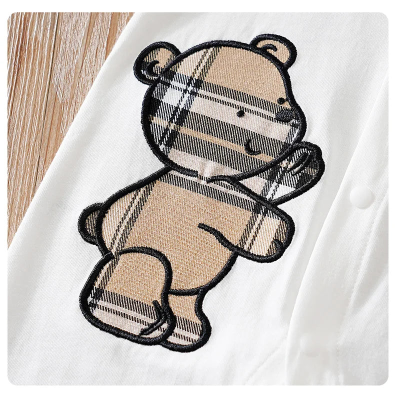 Newborn Baby Clothes 0-12 Months Khaki bear print Cotton Long Sleeve Footies Toddler Boy Clothes Kids Jumpsuit Pyjama Bebe