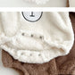 Baby Clothing Autumn Winter Cute Hooded Cartoon Bear Baby Crawling Clothes Pajamas Warm Double-sided Plush Jumpsuit Trousers Set