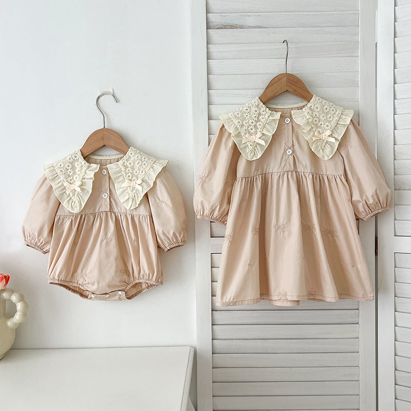 Arrival Autumn Baby Kids Girls Long Sleeves Bows Embroidery Pattern