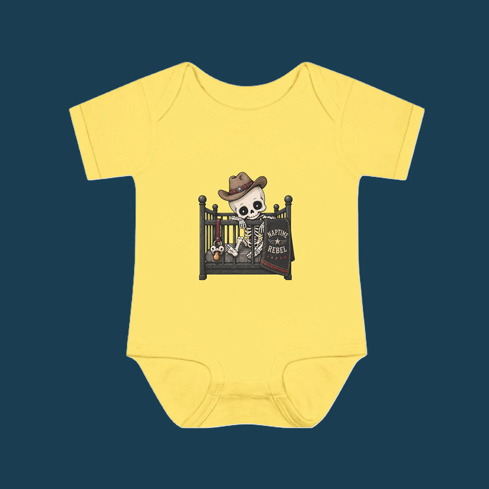 Naptime Rebel — Baby Skeleton Cowboy Onesie
