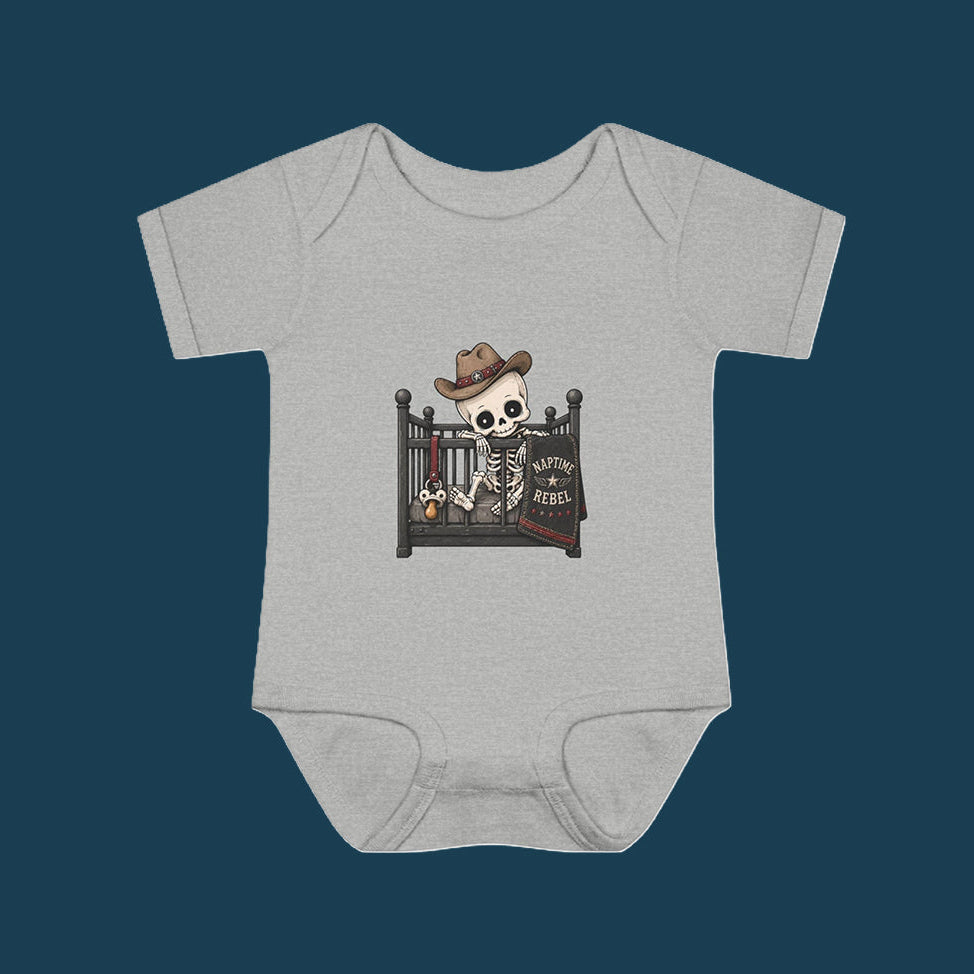 Naptime Rebel — Baby Skeleton Cowboy Onesie