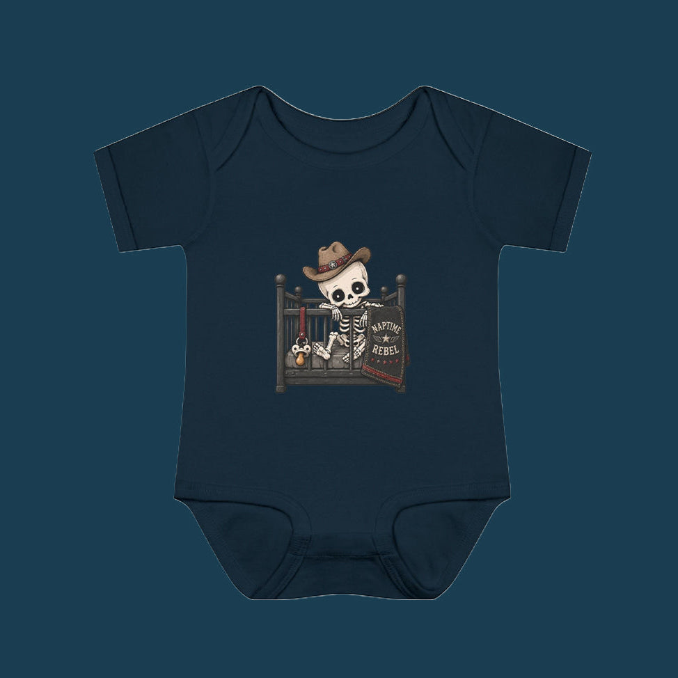 Naptime Rebel — Baby Skeleton Cowboy Onesie