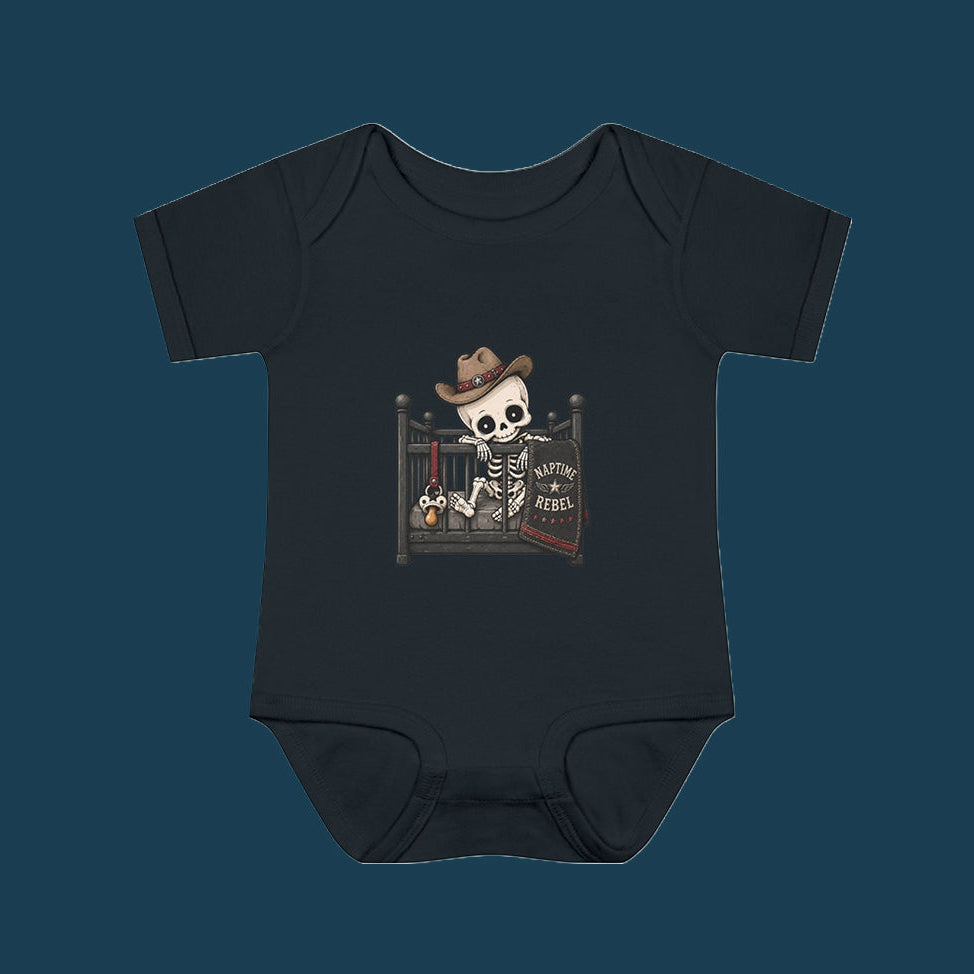 Naptime Rebel — Baby Skeleton Cowboy Onesie