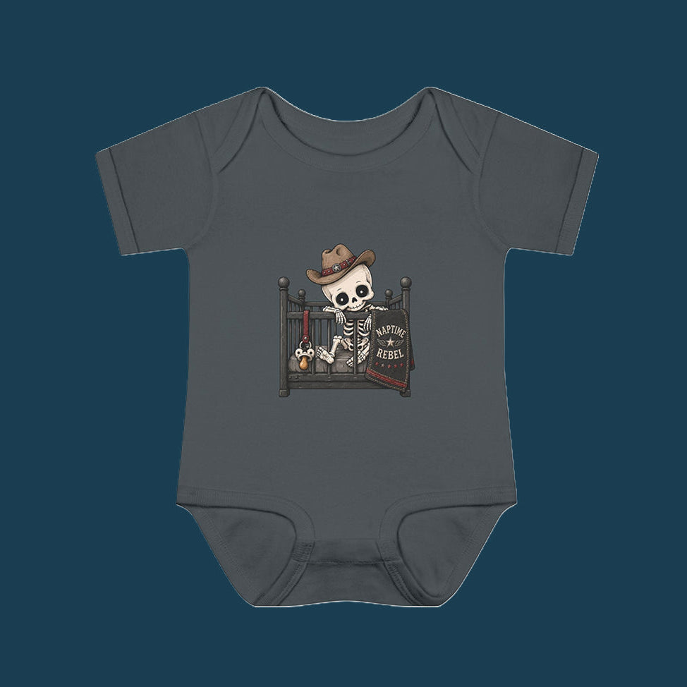 Naptime Rebel — Baby Skeleton Cowboy Onesie