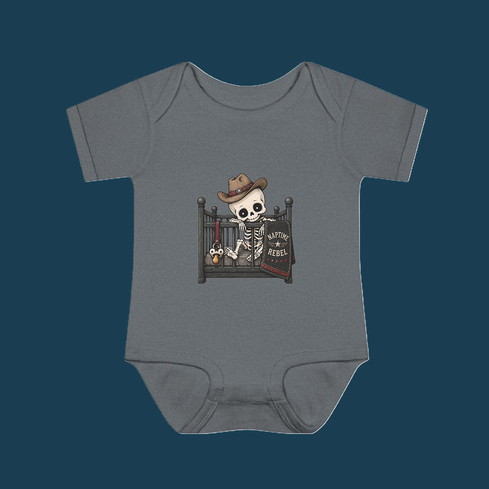 Naptime Rebel — Baby Skeleton Cowboy Onesie