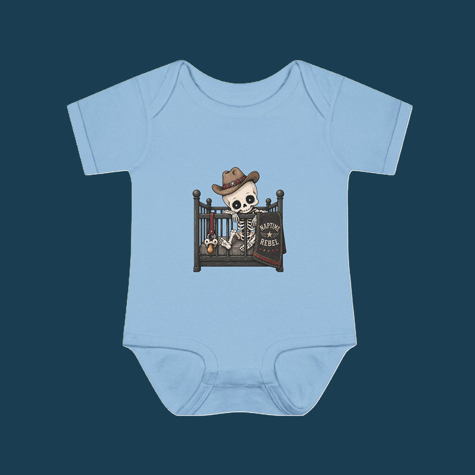 Naptime Rebel — Baby Skeleton Cowboy Onesie