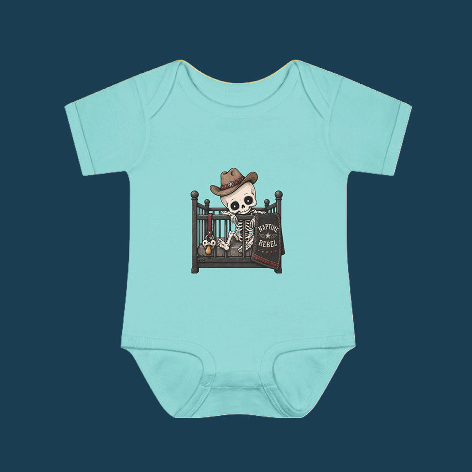Naptime Rebel — Baby Skeleton Cowboy Onesie